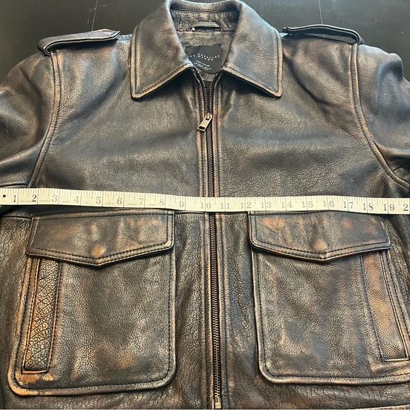 Jen Ceballos x Mango Leather oversized strong shoulder bomber size xs brown - Picture 7 of 8